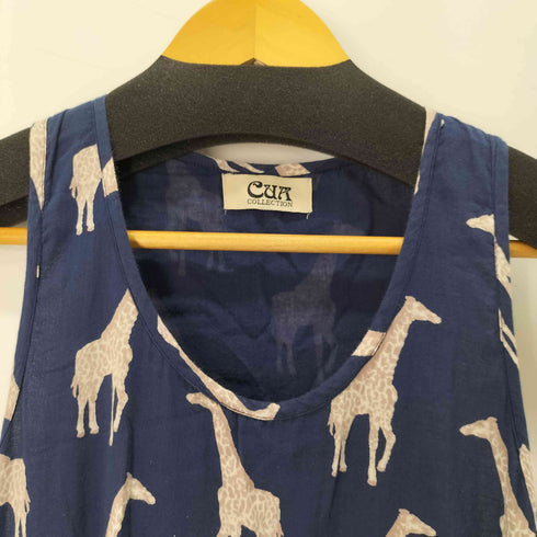 CUA COLLECTION キリン 総柄 ノースリーブワンピース レディース