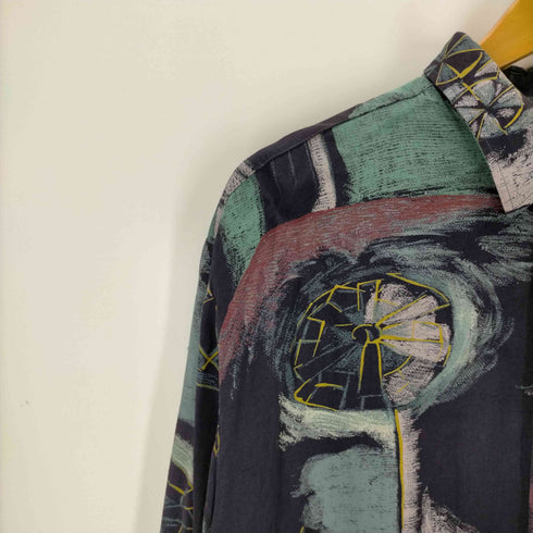 karboon フランス製 レーヨン100% 総柄L/Sシャツ メンズ import:XL