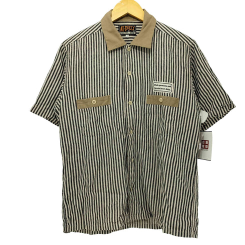 AT-DIRTY 日本製 ストライプ柄 コットンリネン ショートスリーブワークシャツ メンズ JPN:M