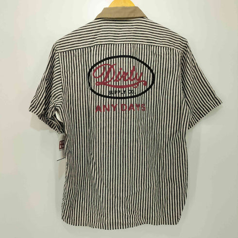 AT-DIRTY 日本製 ストライプ柄 コットンリネン ショートスリーブワークシャツ メンズ JPN:M