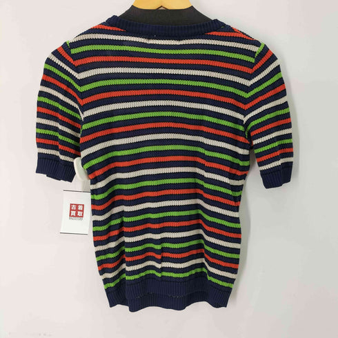 イヴサンローラン Yves Saint Laurent レーヨン混 S/S ボーダーコットンニットトップス レディース import:M