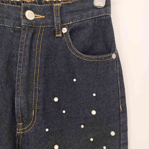 モーメント moment パール&ビジュー&ラインストーンデニムパンツ レディース JPN:S