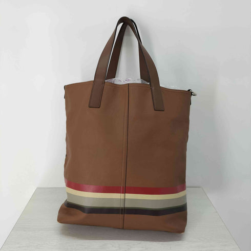 コーチ COACH ボーダープリント レザートートバッグ レディース