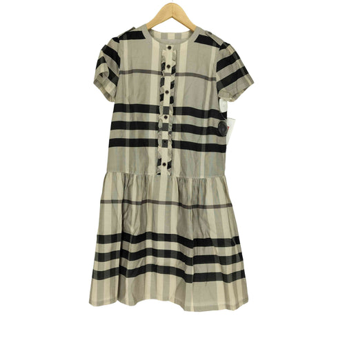 バーバリーロンドン BURBERRY LONDON チェック柄 コットンシルクフロントフリルワンピース cotton&silk レディース 160A