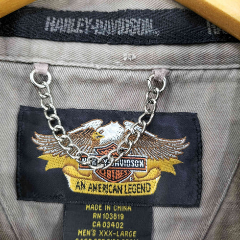 ハーレーダビッドソン HARLEY-DAVIDSON 刺繍ロゴ ロングスリーブシャツ メンズ XXXL