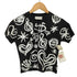 アルベルタフェレッティ ALBERTA FERRETTI PHILOSOPHY イタリア製 Vネック 総柄 Tシャツ チビT Y2K レディース