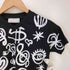 アルベルタフェレッティ ALBERTA FERRETTI PHILOSOPHY イタリア製 Vネック 総柄 Tシャツ チビT Y2K レディース