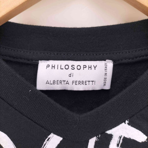 アルベルタフェレッティ ALBERTA FERRETTI PHILOSOPHY イタリア製 Vネック 総柄 Tシャツ チビT Y2K レディース