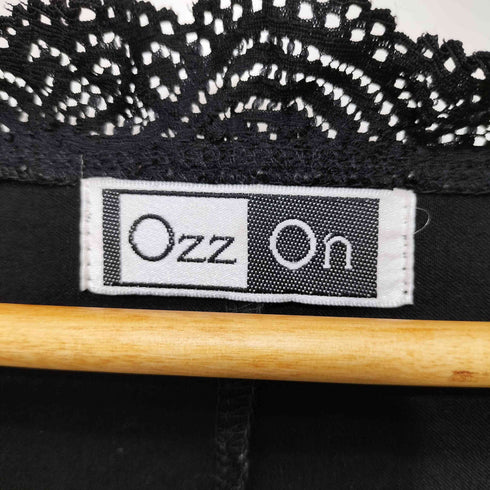 Ozzon Y2K フェアリーグランジ パワーネット フラワー刺繍 レースアップ ブラウス レディース