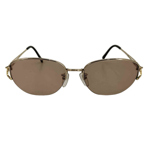 イヴサンローラン Yves Saint Laurent 12KGF TITAN 日本製 金張 カラーレンズ サングラス レディース 53□17 135