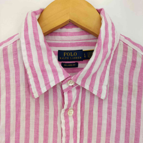 ポロラルフローレン POLO RALPH LAUREN RELAXED FIT リネン100 ボタンダウンシャツ レディース import:L