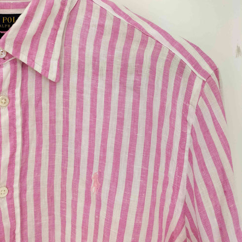 ポロラルフローレン POLO RALPH LAUREN RELAXED FIT リネン100 ボタンダウンシャツ レディース import:L