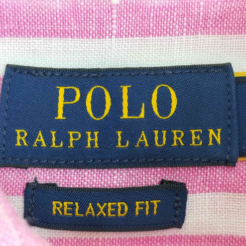 ポロラルフローレン POLO RALPH LAUREN RELAXED FIT リネン100 ボタンダウンシャツ レディース import:L