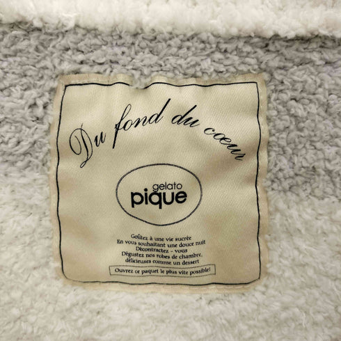 ジェラートピケ gelato pique ボーダー ショールカラー ジップアップ ボア フリース パジャマジャケット レディース FREE