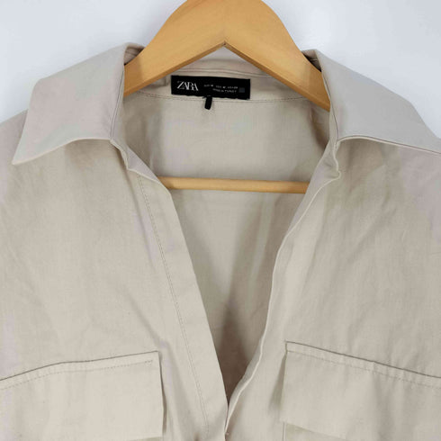 ザラ ZARA クロップド ポプリンシャツ レディース import:M