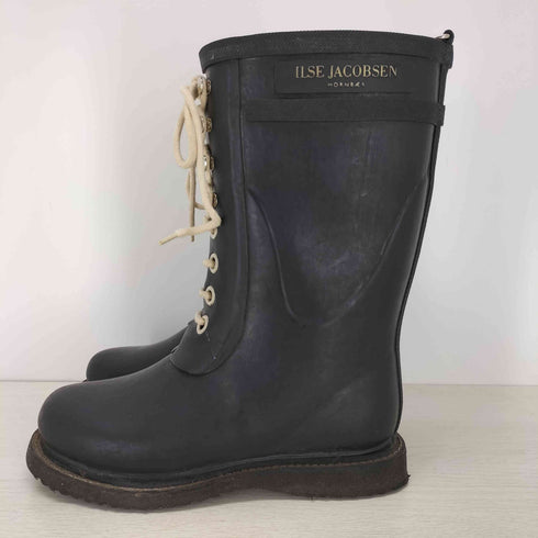 ILSE JACOBSEN レースアップブーツ ハーフ丈 BLACK レディース JPN:36