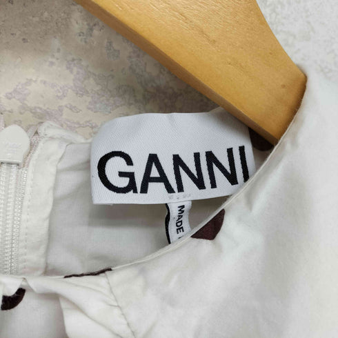 ガニー Ganni パフスリーブ ポルカドットポプリンミニドレス レディース 32