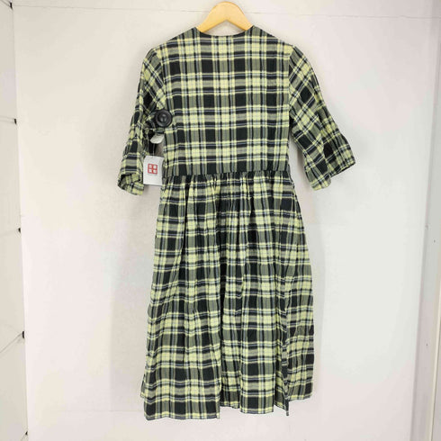 ガニー Ganni Seersucker Check U-neck Maxi Smock Dress レディース 34