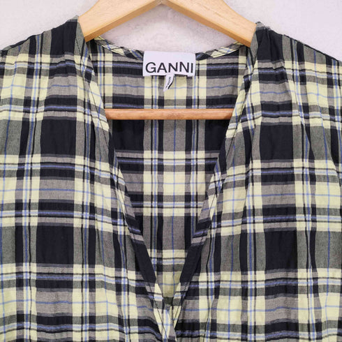 ガニー Ganni Seersucker Check U-neck Maxi Smock Dress レディース 34