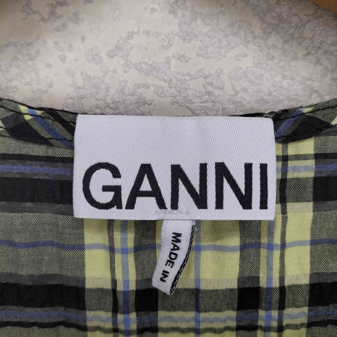 ガニー Ganni Seersucker Check U-neck Maxi Smock Dress レディース 34