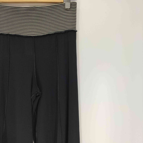 ジャンポールゴルチエフェム Jean Paul GAULTIER FEMME ボーダー リブ 切替 インサイドアウト センターシーム シアー パワーネット フレア パンツ レディース 40
