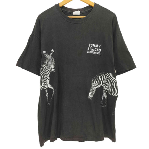 ヘインズ Hanes USA製 TOMMY AFRICA’S WHISTLER B.C.シマウマ Tシャツ 袖&裾シングル メンズ import:XL