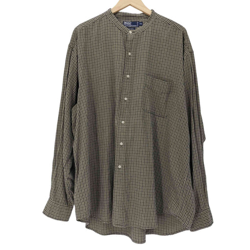 ポロバイラルフローレン Polo by RALPH LAUREN 90S 北マリアナ諸島製 POST BOY バンドカラー ギンガムチェック L/S シャツ メンズ import:XXL