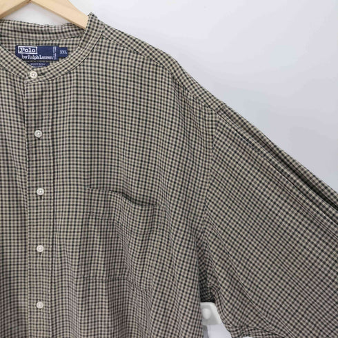 ポロバイラルフローレン Polo by RALPH LAUREN 90S 北マリアナ諸島製 POST BOY バンドカラー ギンガムチェック L/S シャツ メンズ import:XXL