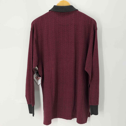 バーバリーズ BURBERRYS 90S MADE IN USA ワンポイントロゴ刺繍 総柄 L/S ポロシャツ メンズ import:M