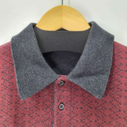 バーバリーズ BURBERRYS 90S MADE IN USA ワンポイントロゴ刺繍 総柄 L/S ポロシャツ メンズ import:M
