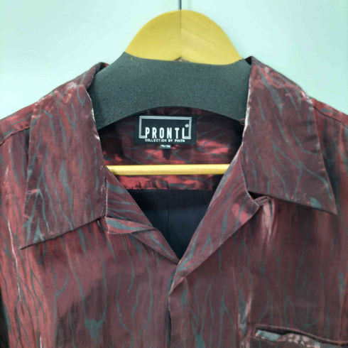 PRONTI レーヨン混 ゼブラ柄 L/S オープンカラーシャツ メンズ import:XL