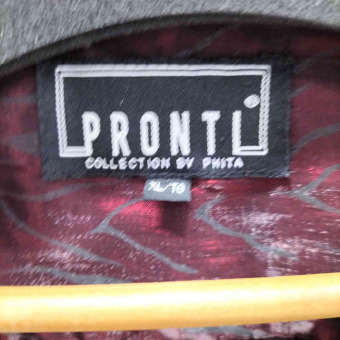PRONTI レーヨン混 ゼブラ柄 L/S オープンカラーシャツ メンズ import:XL