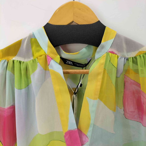ザラ ZARA マルチカラー シアーシャツ レディース import:XS