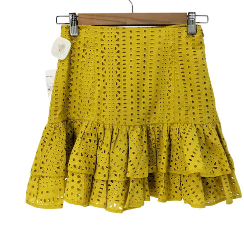 ザラ ZARA カットワークエンブロイダリーミニスカート レディース JPN:XS