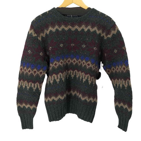 ラルフローレン RALPH LAUREN 90S HAND KNIT ノルディック柄 ウールニット メンズ import:M