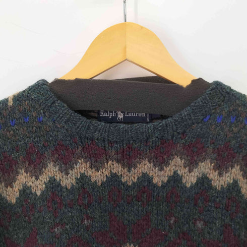 ラルフローレン RALPH LAUREN 90S HAND KNIT ノルディック柄 ウールニット メンズ import:M