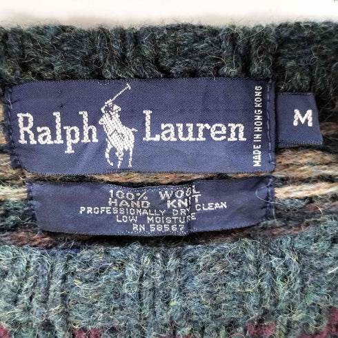 ラルフローレン RALPH LAUREN 90S HAND KNIT ノルディック柄 ウールニット メンズ import:M