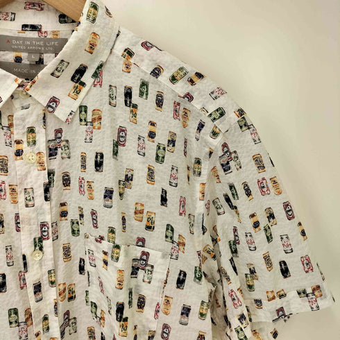 アデイインザライフユナイテッドアローズ A day in the life UNITED ARROWS マルチ 缶 プリント シアサッカー S/S シャツ レディース JPN:L