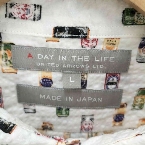 アデイインザライフユナイテッドアローズ A day in the life UNITED ARROWS マルチ 缶 プリント シアサッカー S/S シャツ レディース JPN:L