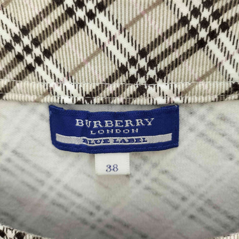バーバリーブルーレーベル BURBERRY BLUE LABEL ロゴ 刺繍 ノバチェック フリル ミディ ワンピース Y2K レディース EUR:38
