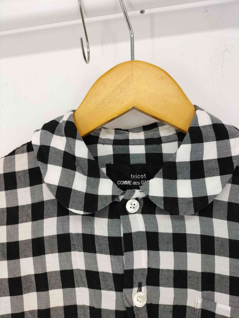 トリココムデギャルソン tricot COMME des GARCONS ラウンドカラー チェック柄半袖シャツ レディース S