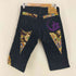JUVENILE DELINQUENT 和柄刺繍切替 クロップドデニムパンツ メンズ US:32-33
