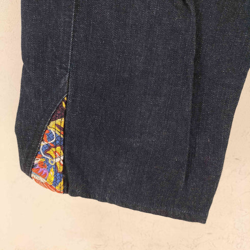 JUVENILE DELINQUENT 和柄刺繍切替 クロップドデニムパンツ メンズ US:32-33