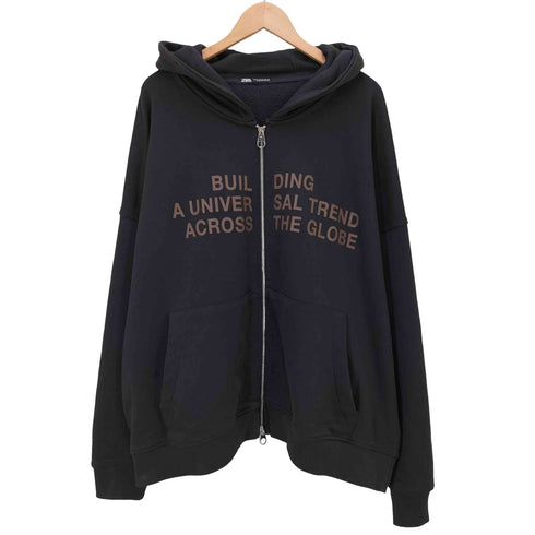 ザラ ZARA ウォッシュ加工 テキストプリント ZIP フーディ メンズ import:XL