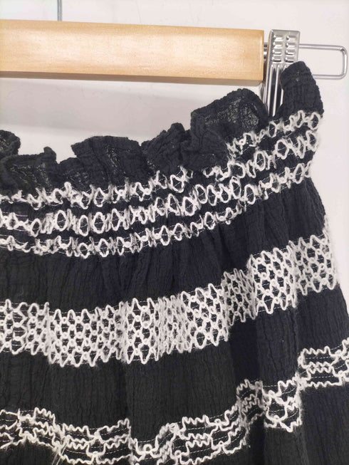 ミー イッセイミヤケ me ISSEY MIYAKE シワ加工 刺繍 エンブロイダリースカート レディース