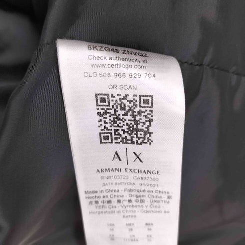 アルマーニエクスチェンジ ARMANI EXCHANGE スタンドカラージップアップジャケット メンズ US:36