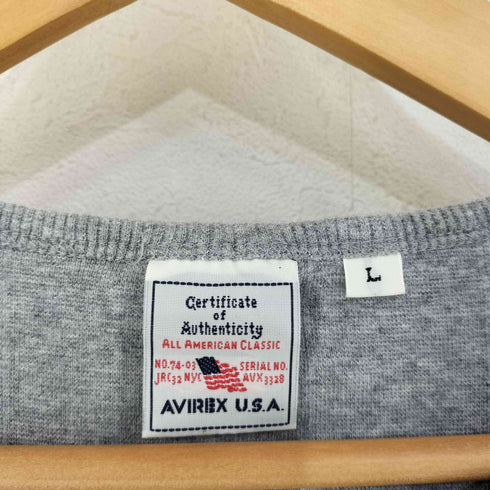 アヴィレックス AVIREX 猫目ボタン ヘンリーネック 長袖Tシャツ メンズ L