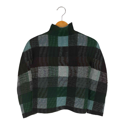 イッセイミヤケミー ISSEY MIYAKE me ボトルネック プリーツ チェック ロングスリーブTシャツ カットソー レディース