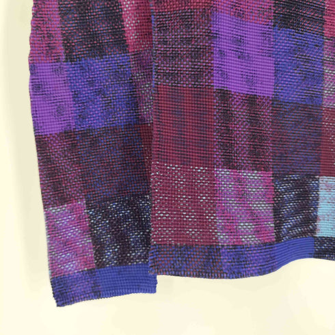 イッセイミヤケミー ISSEY MIYAKE me ボトルネック プリーツ チェック ロングスリーブTシャツ カットソー レディース