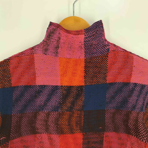イッセイミヤケミー ISSEY MIYAKE me ボトルネック プリーツ チェック ロングスリーブTシャツ カットソー レディース